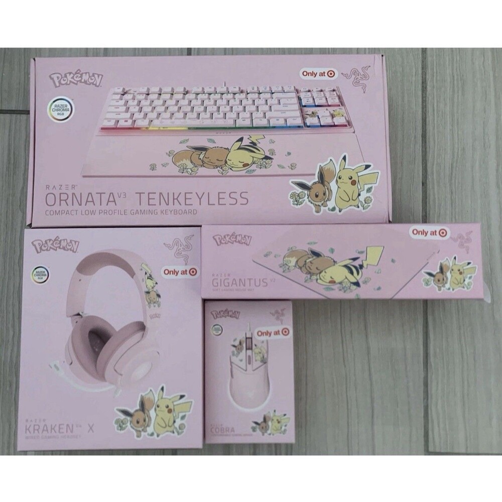 Pokemon x Razer Full Set Keyboard | Headphones |Mouse|Mousepad|Pikachu & Eevee